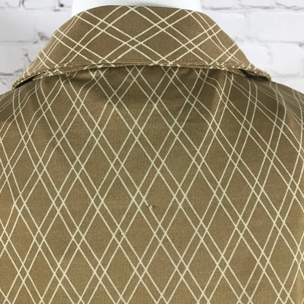 Gap Women’s Gold & Tan Diamond Print Button Down Stretch Shirt NWT - Size Large - Picture 5 of 7
